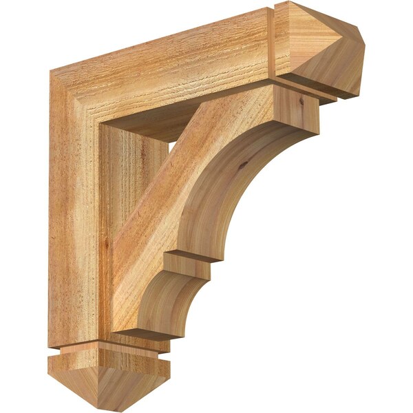 Ekena Millwork Balboa Arts and Crafts Rough Sawn Bracket w/ Offset Brace, Western Red Cedar, 6"W x 20"D x 20"H BKT0604X20X20BOA03RWR - main